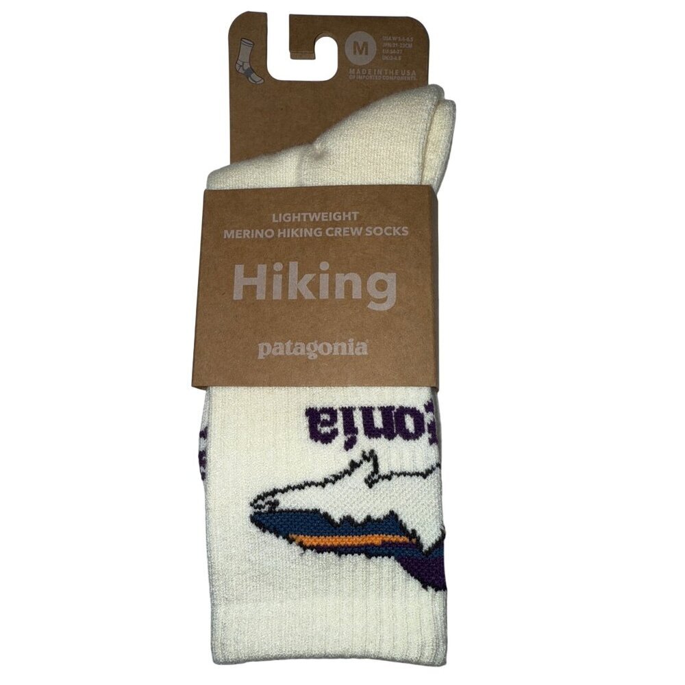 Patagonia Hiking Socks White Logo Medium Size 4 - 6.5 Women's Outdoor Athletic